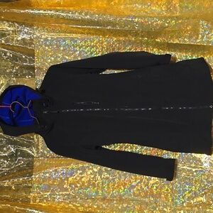 Calvin Klein Large Black Hooded Jacket with Blue Fleece Lining